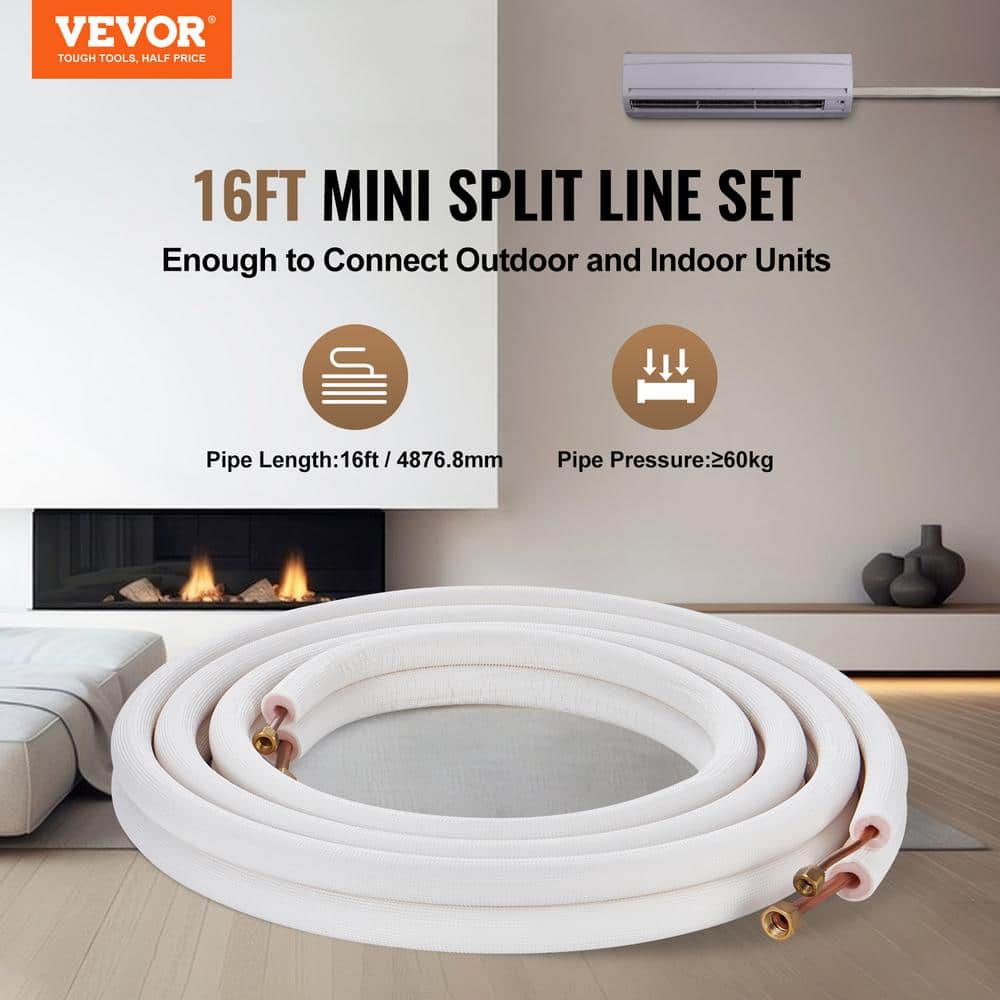 White Triple-Layer Insulated Copper Air Conditioner Line Set