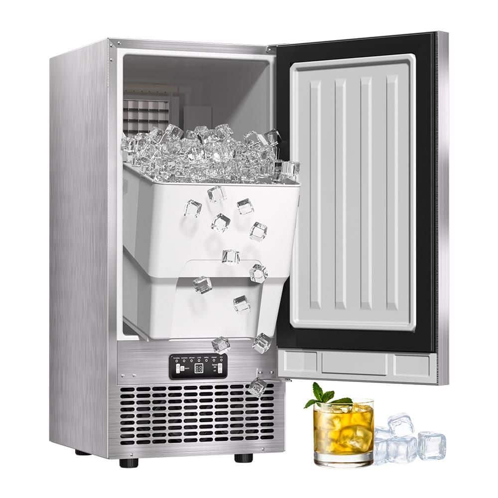 19.5 in. 80 lbs. Outdoor Freestanding Commercial Full Size Cube Ice Maker Ice Machine in Stainless Steel with 22 lb. Bin