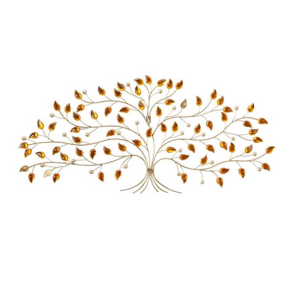 Litton Lane Metal Silver Tree Wall Decor