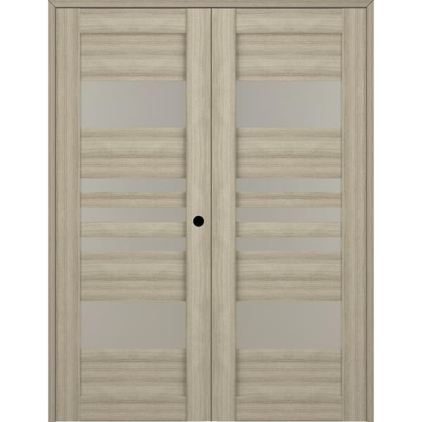 Belldinni Leti 48 in. x 80 in. Left Hand Active 5-Lite Frosted Glass Shambor Wood Composite Double Prehung French Door