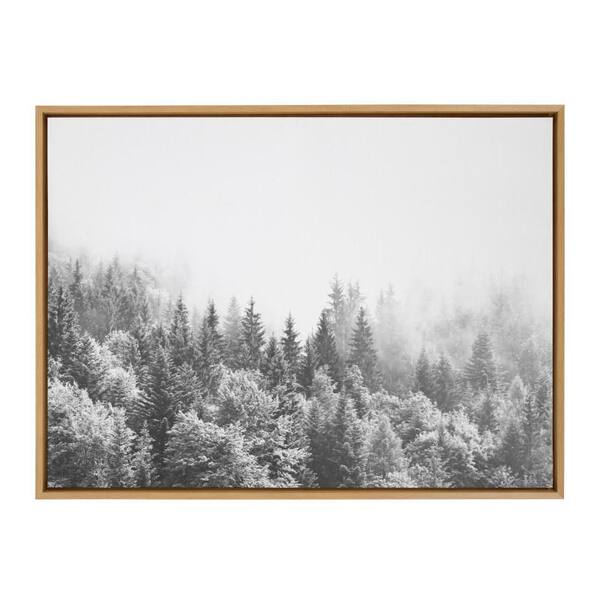 Kate and Laurel Sylvie Forest On A Foggy Day BW by the Creative Bunch Studio Framed Art Print 38 in. x 28 in.