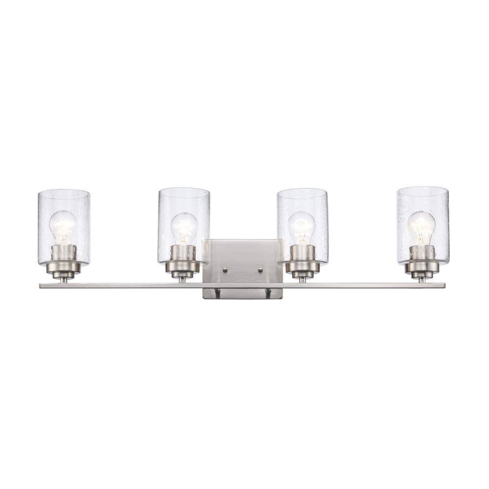 Simi 31 in. 4-Light Brushed Nickel Bathroom Vanity Light Fixture with Seeded Glass Shades price history on PriceWatchPro