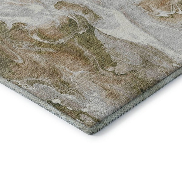 Mayfield Premium Machine Washable Abstract AMF1687 Mocha 5 ft. x 7 ft. 6 in. Area Rug