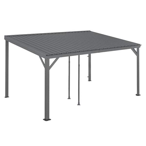 Domi 10 ft. x 14 ft. Wall-Mounted Hardtop Gazebo with Galvanized Steel Roof