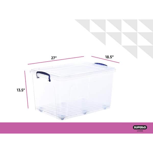 Superio Clear Storage Boxes with Lids, Plastic Containers Bins for  Organizing, Stackable Crates, Storage Bins Organizer for Home, Office,  School, and