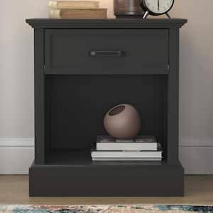 Xylon 1-Drawer Black Nightstand Sidetable Ultra Fast Assembly (24.2 in. x 21.7 in. x 15.7 in.)