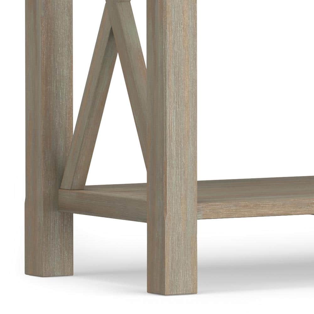 Distressed Gray Wood Console Table with Storage Drawers
