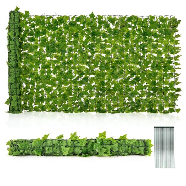 Costway 120 in. L x 40 in. H Plastic Artificial Ivy Privacy Garden Fence Green Leaves Wall Roll