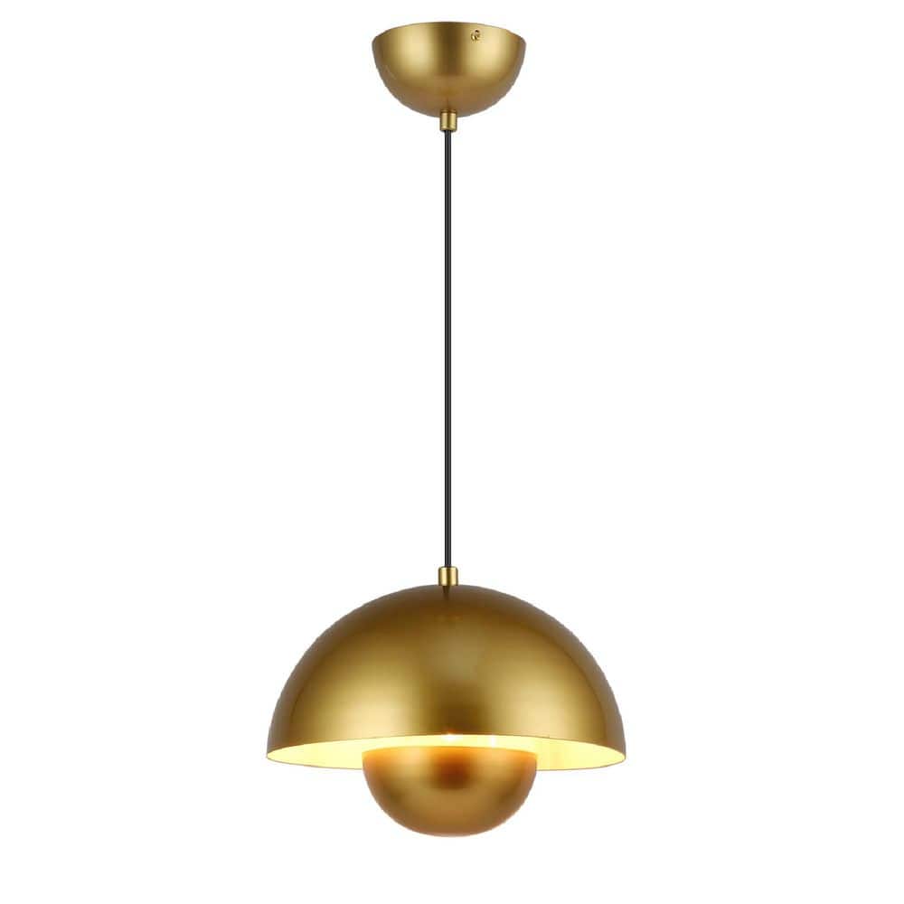 9 in. 1-Light Dome Pendant Light for Kitchen Island with Gold Metal Shade, Industrial Adjustable Height Chandelier price history on PriceWatchPro