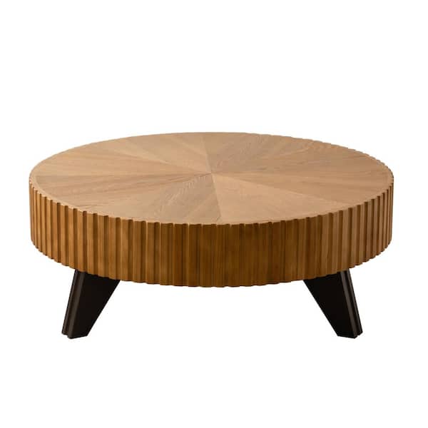 35.4 "Round Brown Solid Wood Outdoor Coffee Table