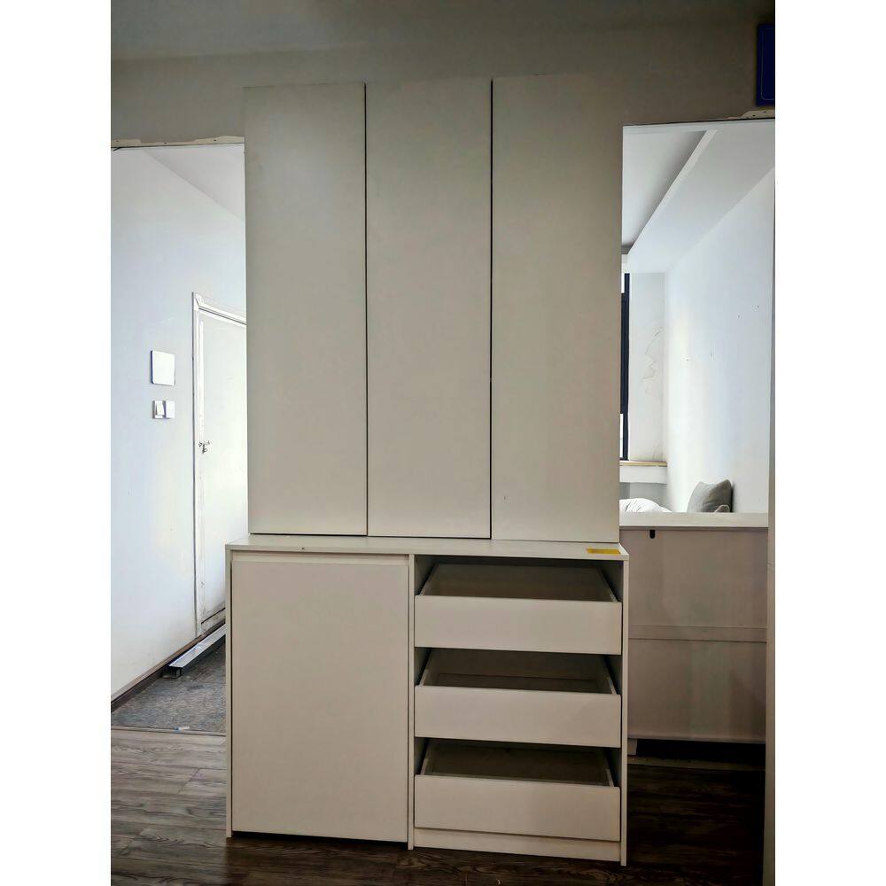 White Wood 47.24 in. Bedroom Armoire with 3-Drawers, Cabinet, and Push Open Doors for Bedroom Clothing Storage price history on PriceWatchPro