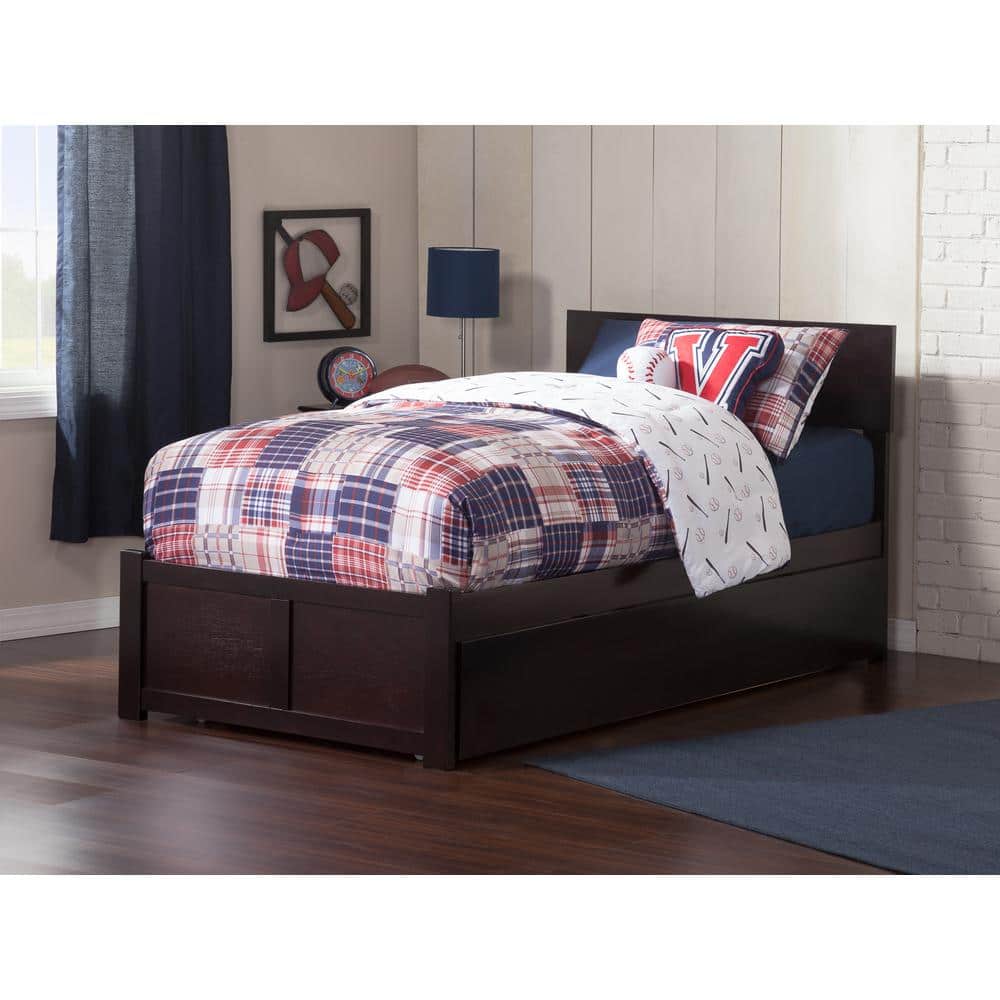 Orlando Espresso Twin Platform Bed with Urban Trundle and USB Ports