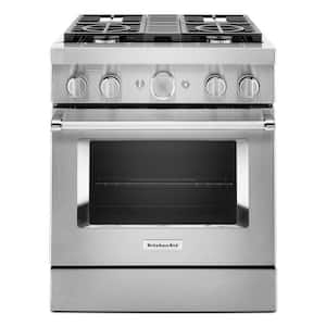30 in. 4.1 cu. ft. Dual Fuel Freestanding Smart Range with 4-Burners in Stainless Steel