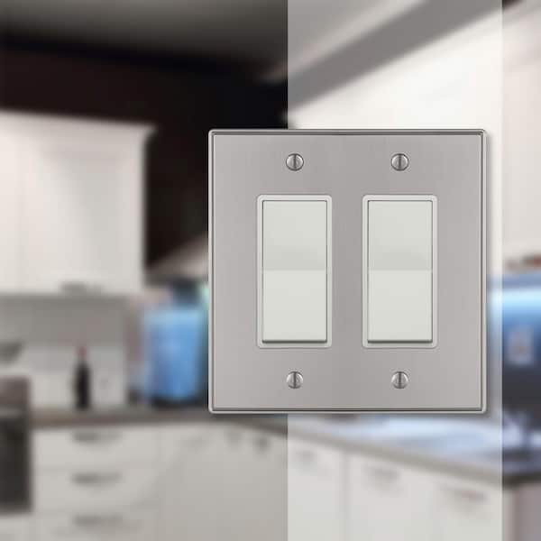 Ansley 2 Gang Rocker Metal Wall Plate - Brushed Nickel