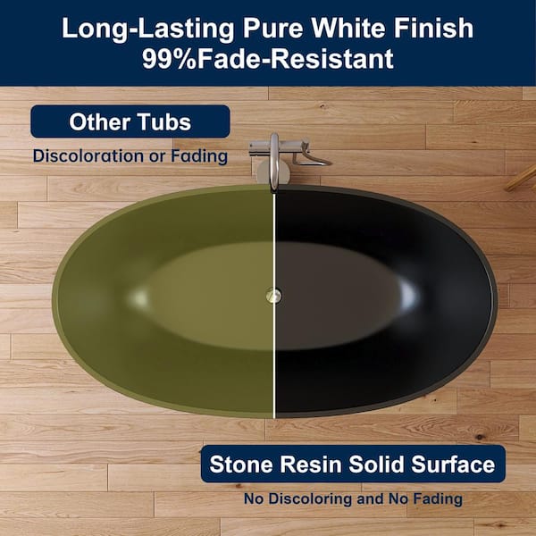 Eaton 55 in. x 29.5 in. Stone Resin Solid Surface Matte Flatbottom Freestanding Soaking Bathtub in Black