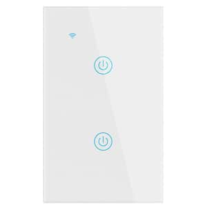 2-Gang Wi-Fi Smart Wall Touch Light Switch Glass Panel Compatible for Alexa/Google APP