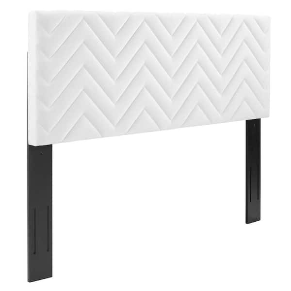 MODWAY Mercy Chevron Tufted Performance Velvet Twin Headboard in Charcoal
