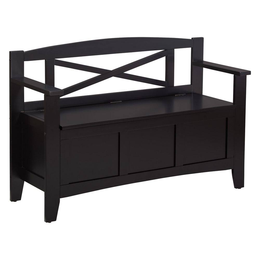 Metro Black Bedroom Bench With Back 44.5 in.