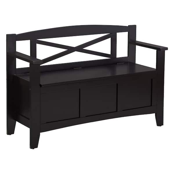 Metro Black Bedroom Bench With Back 44.5 in.