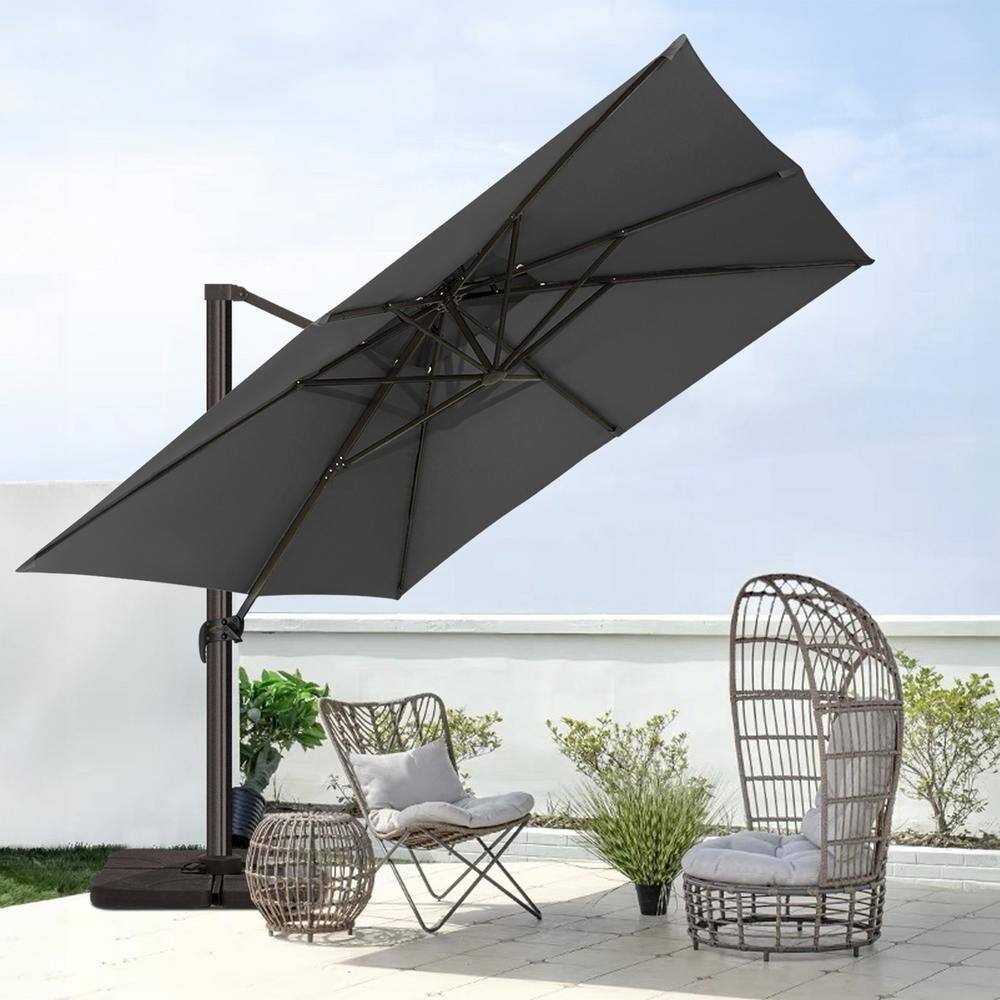 JEAREY 10 ft. x 10 ft. Sq. Cantilever Patio Umbrella with Weighted Base