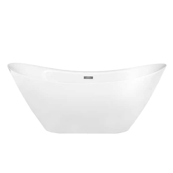 Xspracer Moray 67 in. x 31 in. Acrylic Flatbottom Freestanding Soaking Bathtub in White