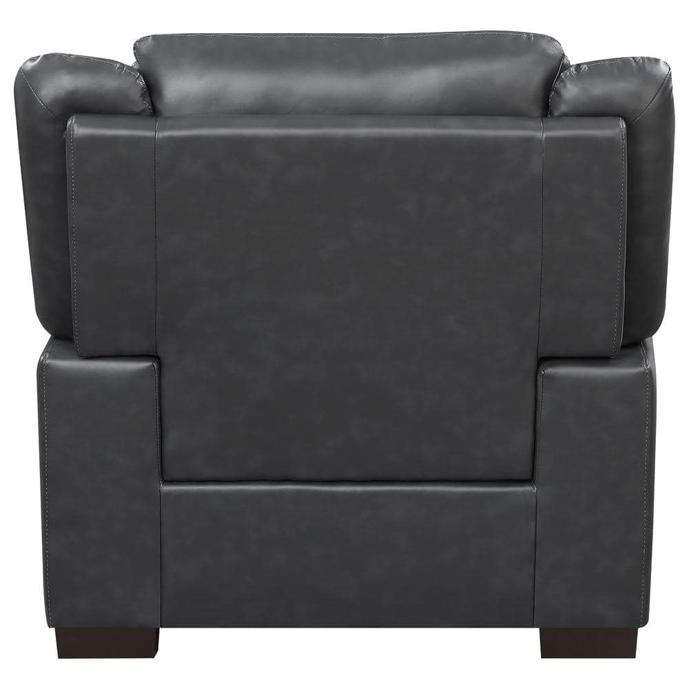 Contemporary Gray Stripe 39'' Faux Leather Armchair