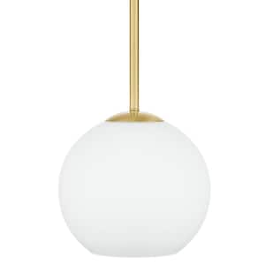Vista Heights 1-Light Aged Brass Globe Pendant with Opal White Glass