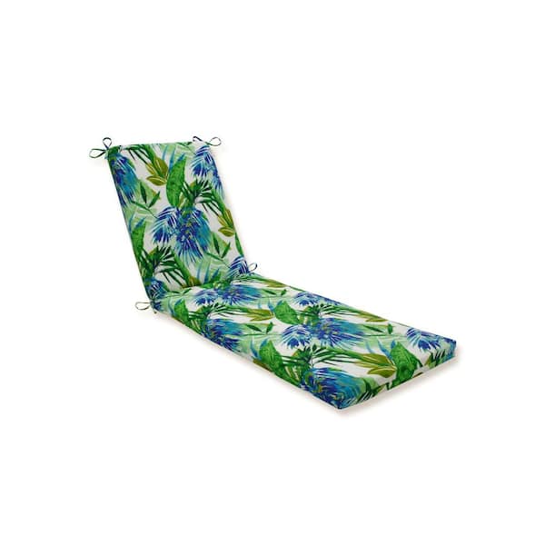 Pillow Perfect Floral 23 x 30 Outdoor Chaise Lounge Cushion in Blue/Green Soleil