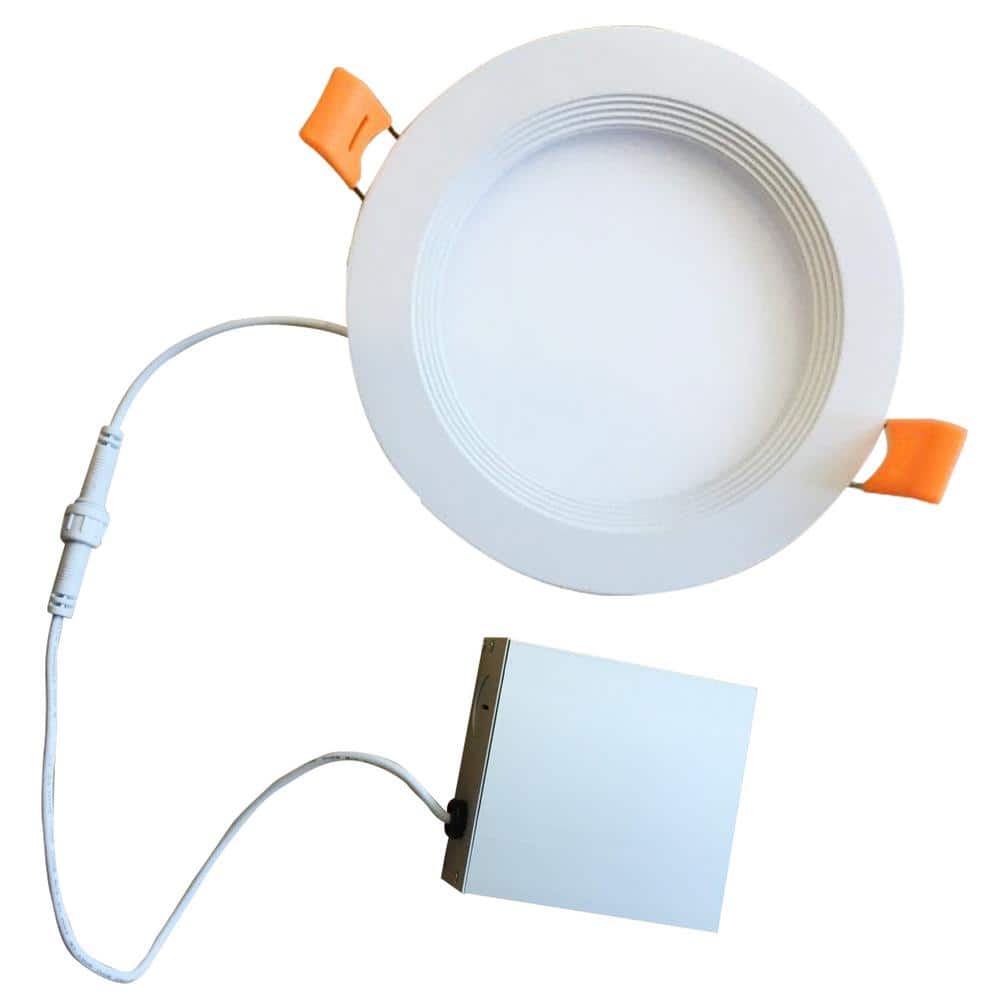 8 in. Canless 4000K, 100-Watt Equivalent, White Round Dimmable LED Baffle R