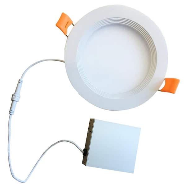 Bulbrite 8 in. Canless 4000K, 100-Watt Equivalent, White Round Dimmable LED Baffle Recessed Downlight with J-Box Included(2-Pack)