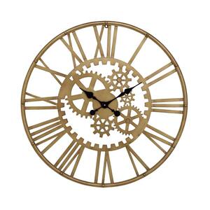 CosmoLiving by Cosmopolitan Gold Metal Industrial Wall Clock