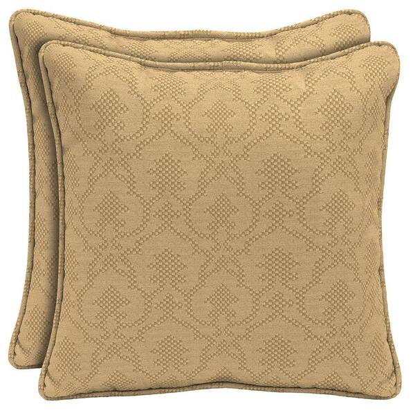 Hampton Bay Bellagio Square Outdoor Throw Pillow with Welt (2-Pack)
