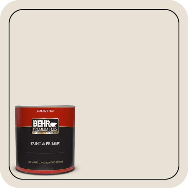 BEHR PREMIUM PLUS 1 qt. #MQ3-13 Crisp Linen Flat Exterior Paint & Primer
