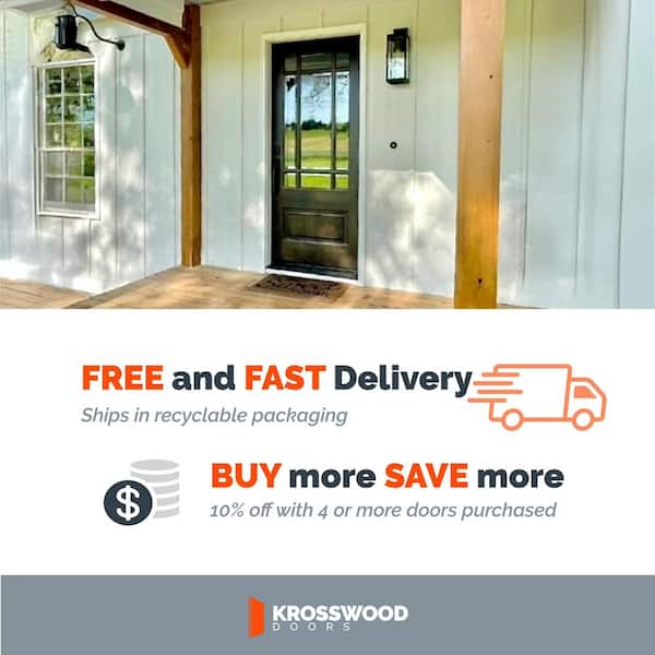 36 in. x 80 in. Modern Farmhouse Universal 9 Lite Clear Glass Prairie Window Unstained Hemlock Wood Front Door Slab