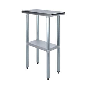 24 in. x 12 in. Stainless Steel Kitchen Utility Table with Adjustable Bottom Shelf