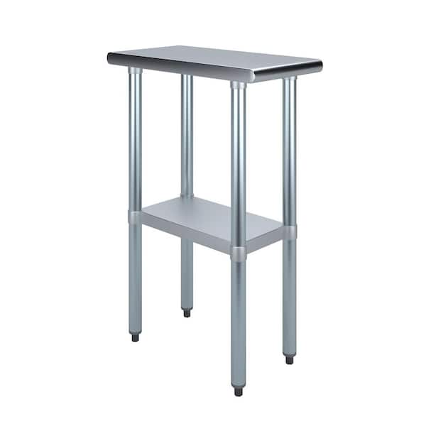 AMGOOD 24 in. x 12 in. Stainless Steel Kitchen Utility Table with Adjustable Bottom Shelf