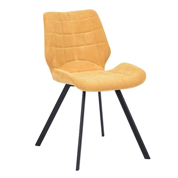 FORCLOVER Yellow Upholstered Fabric Dining Chair (Set of 2)