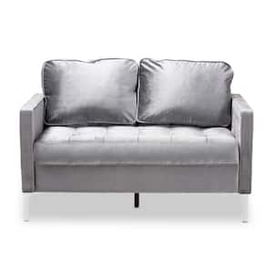 Clara 54.1 in. Gray Polyester 2-Seater Loveseat with Square Arms