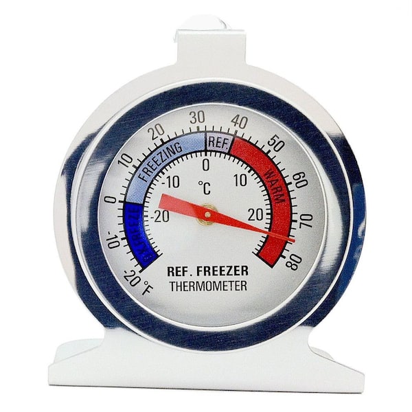 Brushed Stainless Steel Digital Refrigerator and Freezer Thermometer