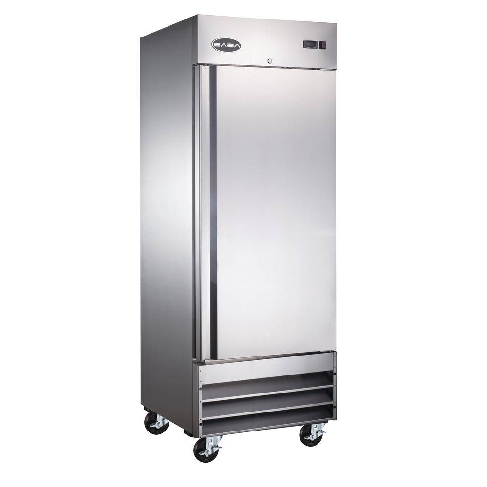 Saba 23 0 Cu Ft One Door Commercial Reach In Upright Freezer In Stainless Steel S 23f The Home Depot