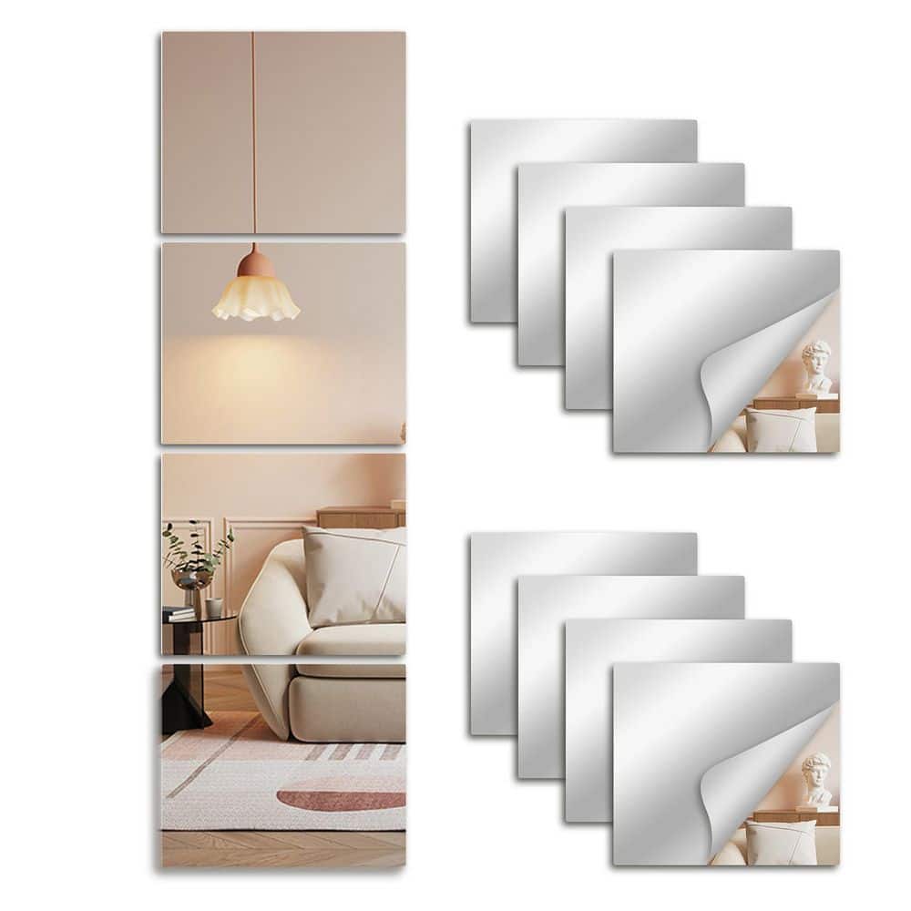 8-Piece 14 in. W x 12 in. H Modern Square Wall-Mounted Framless Mirror Gym Mirror Tiles price history on PriceWatchPro