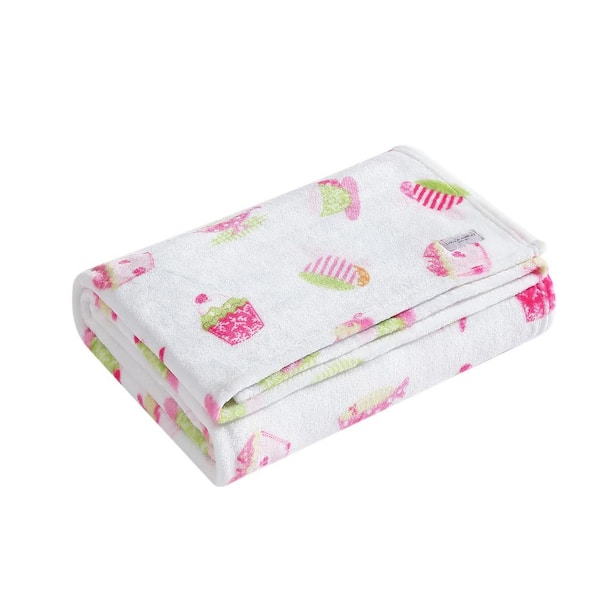 Laura Ashley Sweet Treat 1-Piece Ultra Soft Plush Fleece Pink 50 x 60 Throw Blanket