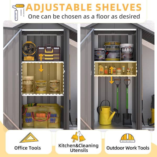 AECOJOY 4.5 ft. W x 2 ft. D Metal Outdoor Storage Shed with