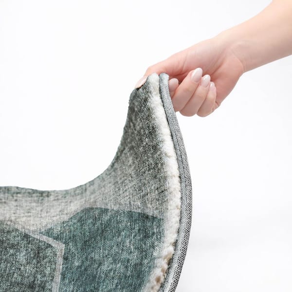 Dream Shag Premium Machine Washable Abstract ADS679 Teal 5 ft. x 7 ft. 6 in. Area Rug