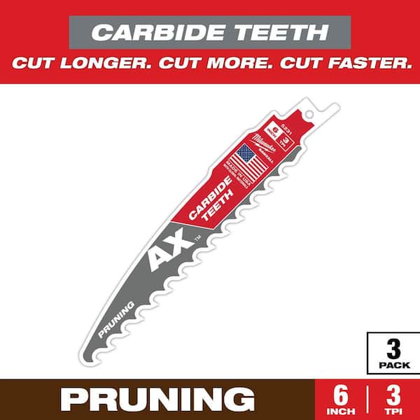 6 in. 3 TPI Pruning Carbide Teeth Wood Cutting SAWZALL Reciprocating Saw Blades (3-Pack)