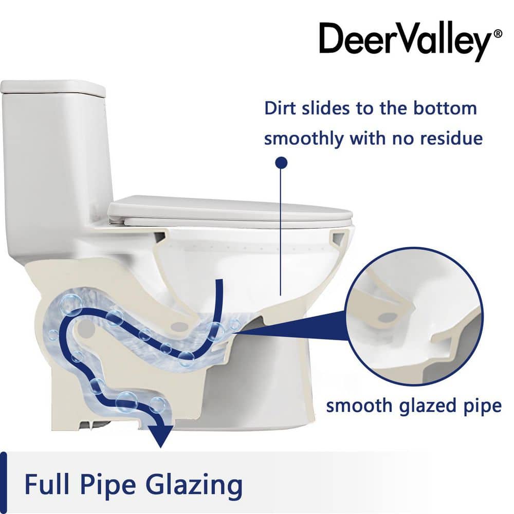 White Ceramic Elongated Dual Flush One-Piece Toilet
