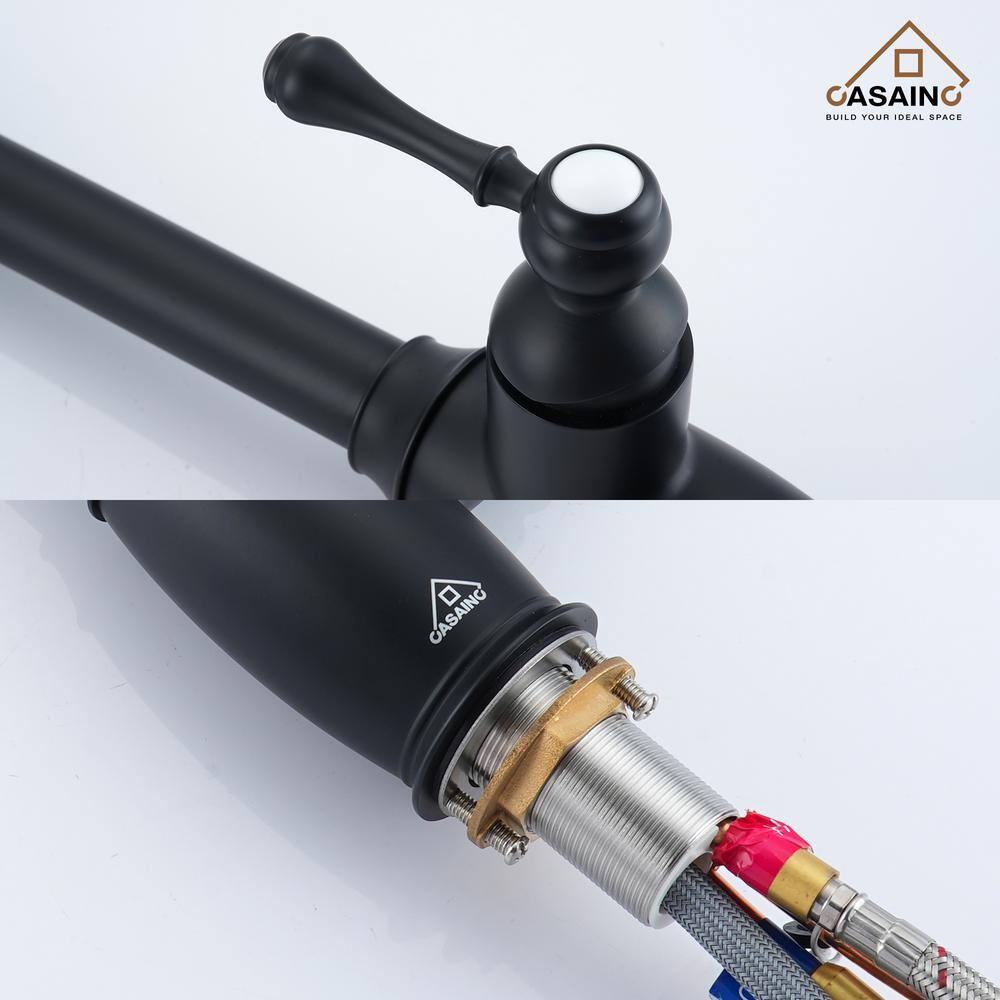 Matte Black Single-Handle Spring Pull-Down Kitchen Faucet
