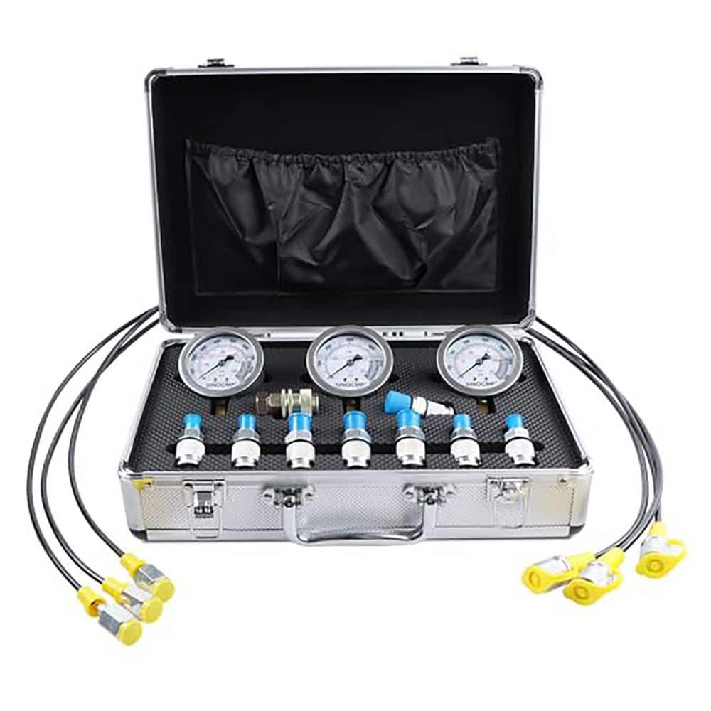 Hydraulic Pressure Test Kit with 3 Gauges 9 Couplings 3 Hoses Diagnostic Tester for Excavator Machinery price history on PriceWatchPro