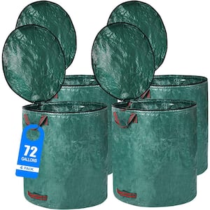 72 Gal. Leaf Bag, Reusable Lawn and Leaf Garden Bag with Reinforced Handle, Zip Cover (4-Pack, Green)
