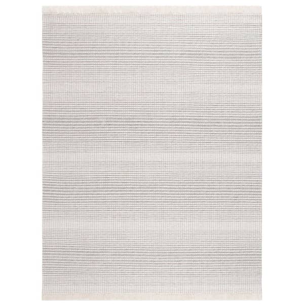 SAFAVIEH Marbella Ivory Grey 8 ft. x 10 ft. Border Plaid Area Rug